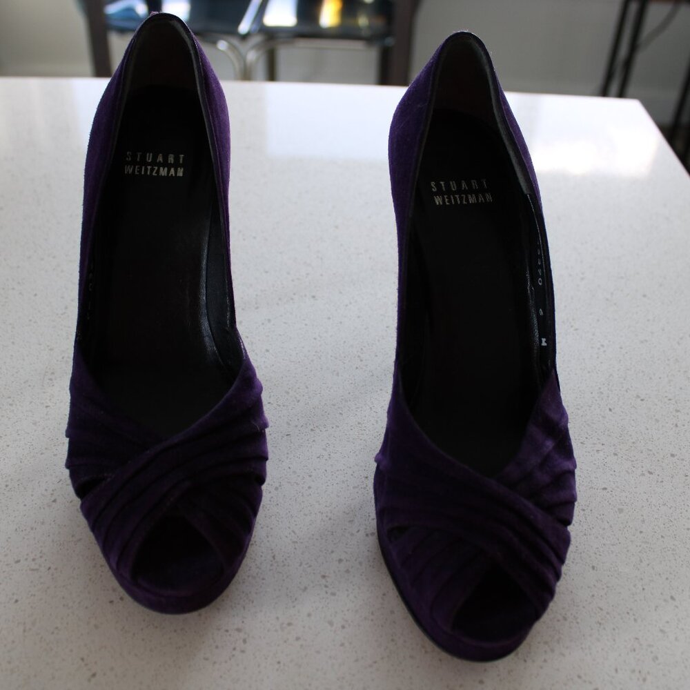Stuart Weitzman Purple Open Toe Shoe Pump